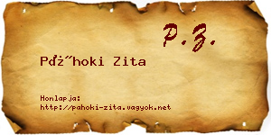 Páhoki Zita névjegykártya