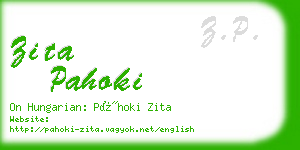 zita pahoki business card